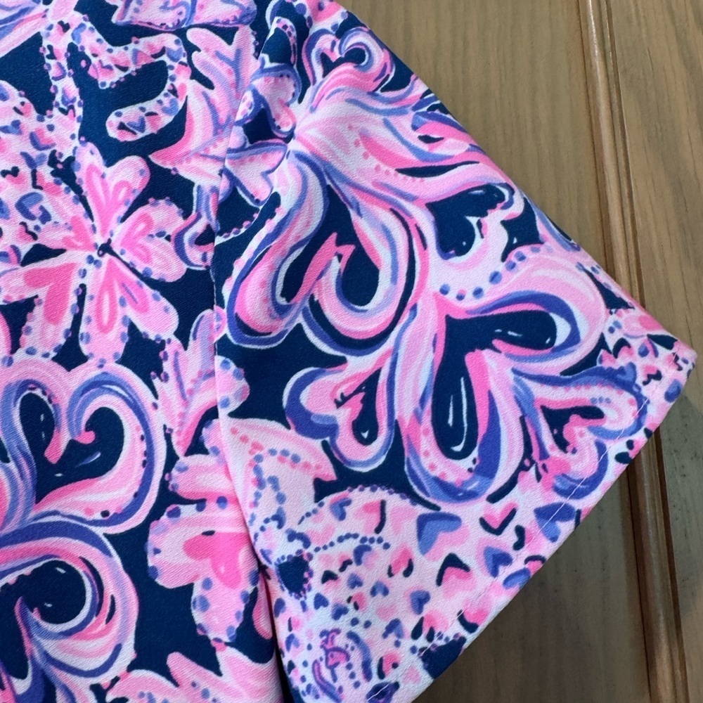 Lilly Pulitzer Pink and Blue Heart Cheetah Skort Dress Slit Side / 6 - Picture 3 of 15